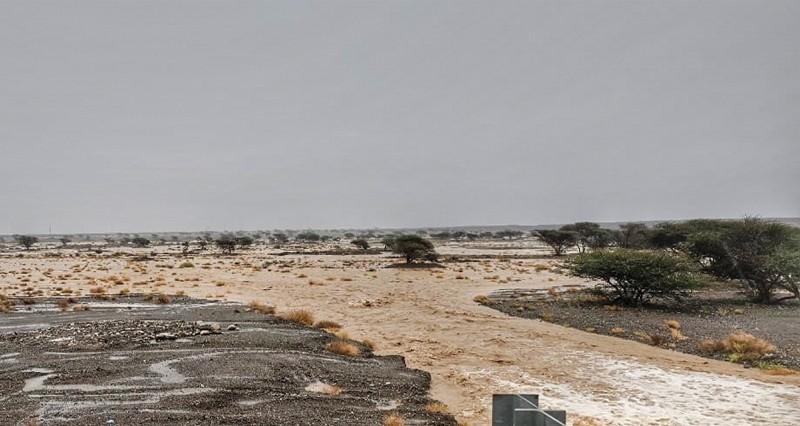 أمطار غزيرة وجريان الأودية والشعاب وتساقط حبات البرد