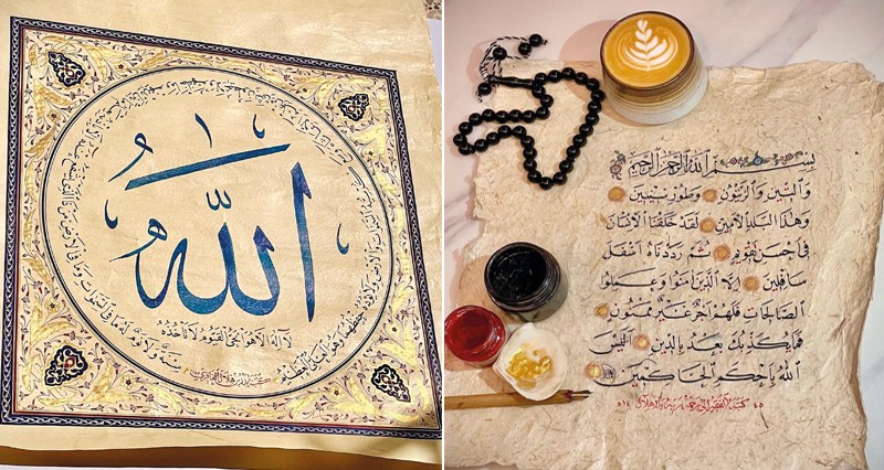 مهارة الخط العربي والزخرفة بأنامل بدر الغافري