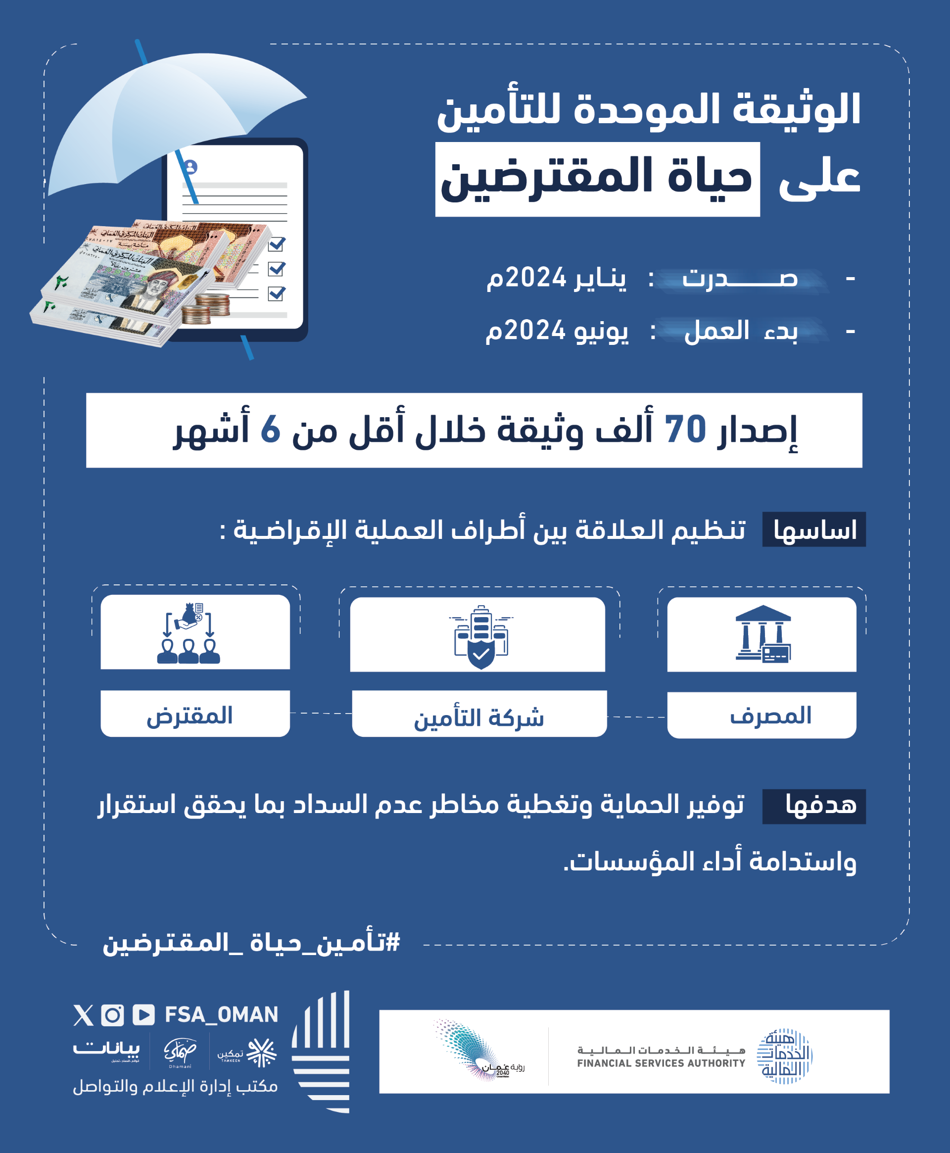 هيئة الخدمات المالية تطلق حملة توعوية للتعريف بالوثيقة الموحدة للتأمين على حياة المقترضين