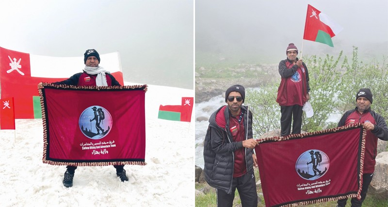 علم سلطنة عمان يرفرف فوق أعلى قمة بجبال كلارديشت الإيرانية