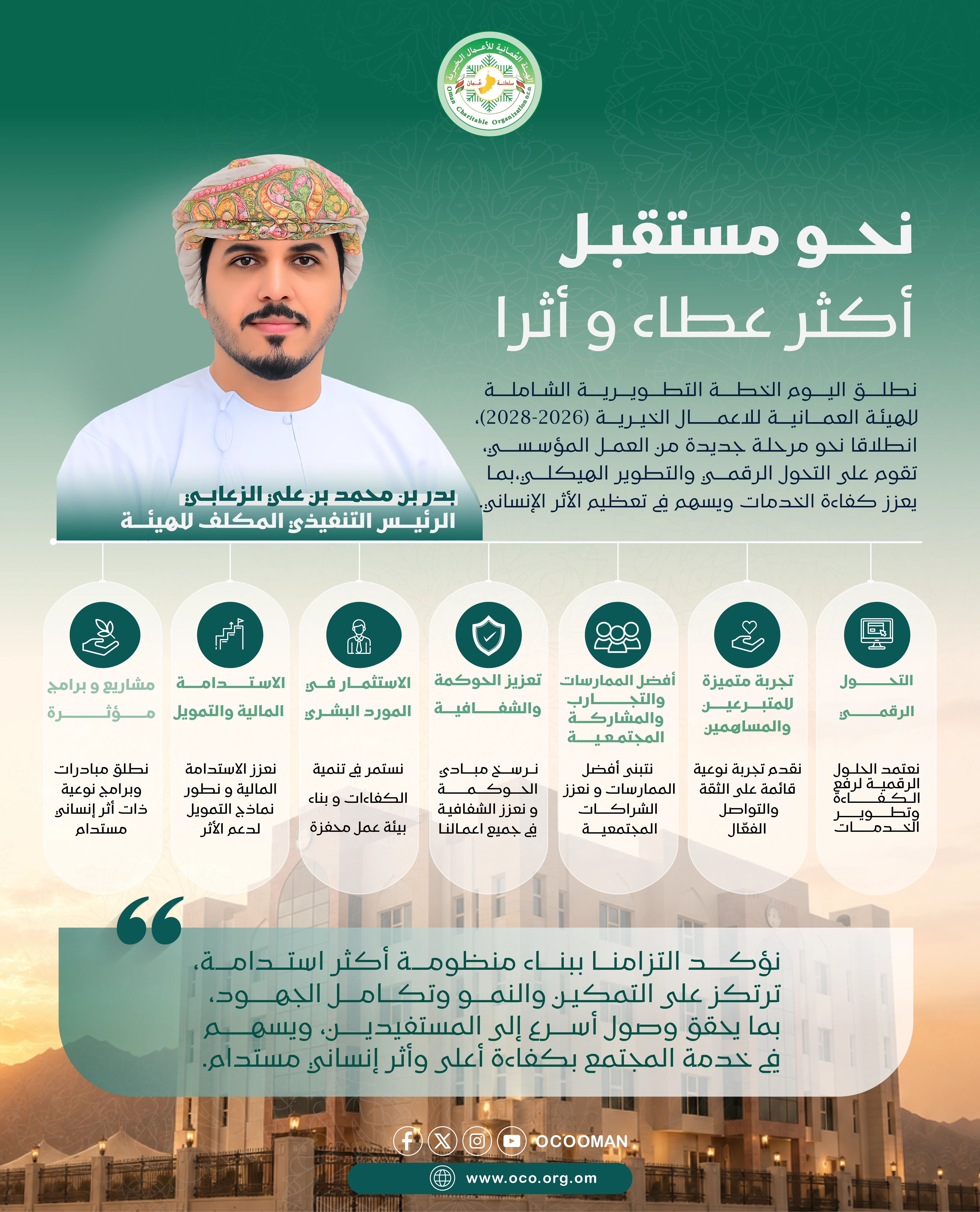 تحت شعار 'نحو مستقبل أكثر عطاءً وأثرًا' .. الهيئة العُمانية للأعمال الخيرية تطلق رؤيتها الاستراتيجية 2026-2028