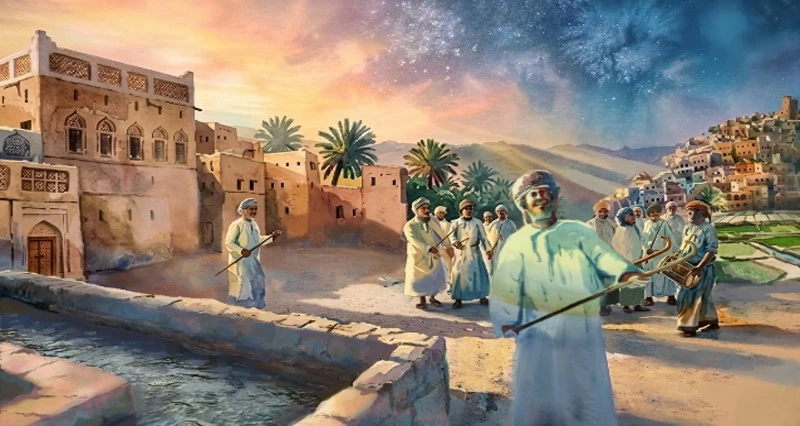 فرحة العيد بريشة التشكيلي فهد المعمري