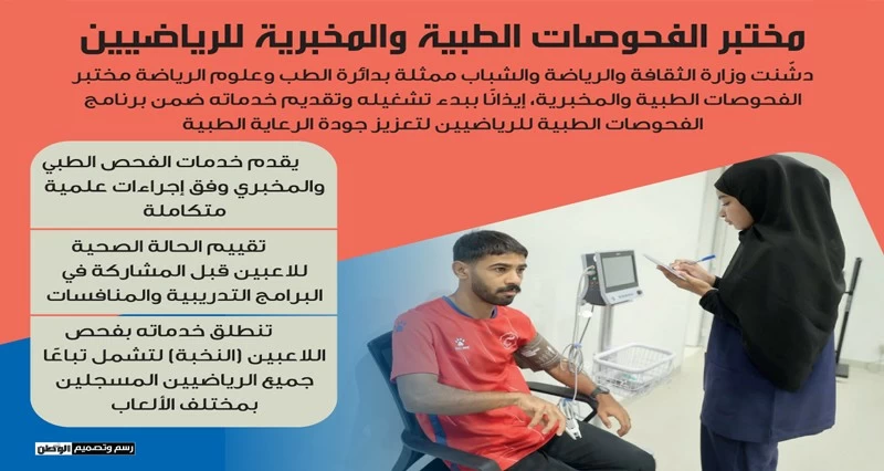 تدشين مختبر الفحوصات الطبية والمخبرية لخدمة الرياضيين