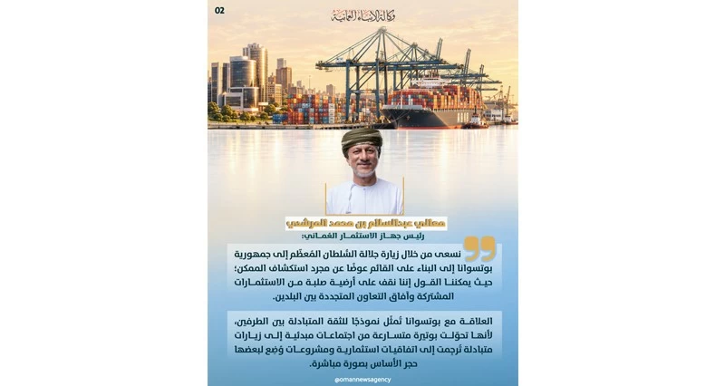 الأربعاء .. جلالة السلطان يبدأ زيارتي 'دولة' إلى بوتسوانا وأنجولا