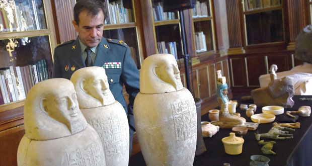 وزارة الآثار المصرية تعمل على استعادة 36 قطعة أثرية مهربة إلى اسبانيا