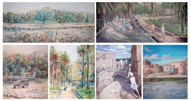 سحر &laquo;القريتين&raquo; فـي عيون سالم السلامي وفهد المعمري .. 17 عملا فنيا جسدت الطبيعة وعلاقة الإنسان بالمكان