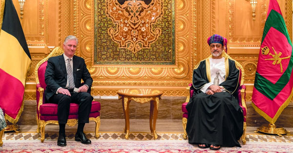 جلالة السلطان يستقبل ملك البلجيكيين وقرينته ويستعرض العلاقات الطيبة والتعاون المثمر بين البلدين الصديقين