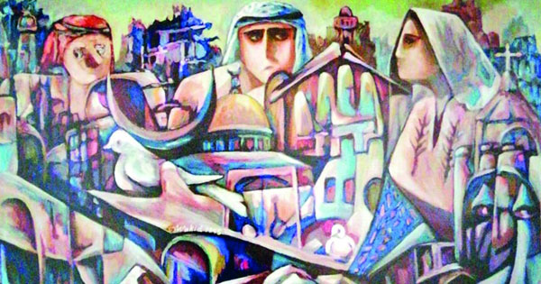لوحات عبد الرحيم واكد تبرز تفاصيل القضية الفلسطينية