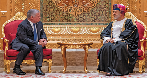 جلالة السلطان والعاهل الأردني يستعرضان مسيرة العلاقات الأخوية الوثيقة بين البلدين