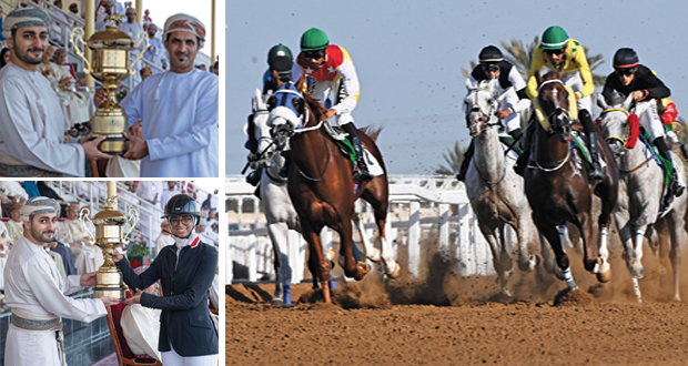 شهد استعراضات لرياضات الفروسية والتقاط الأوتاد ذي يزن بن هيثم يرعى ختام سباق ومهرجان الفروسية بمضمار الرحبة